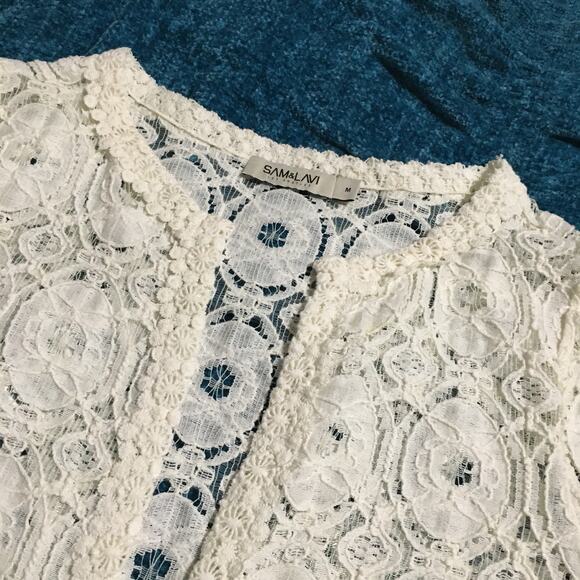 Sam & Lavi off-white lace cardigan made in the USA medium Neutral - Picture 4 of 12